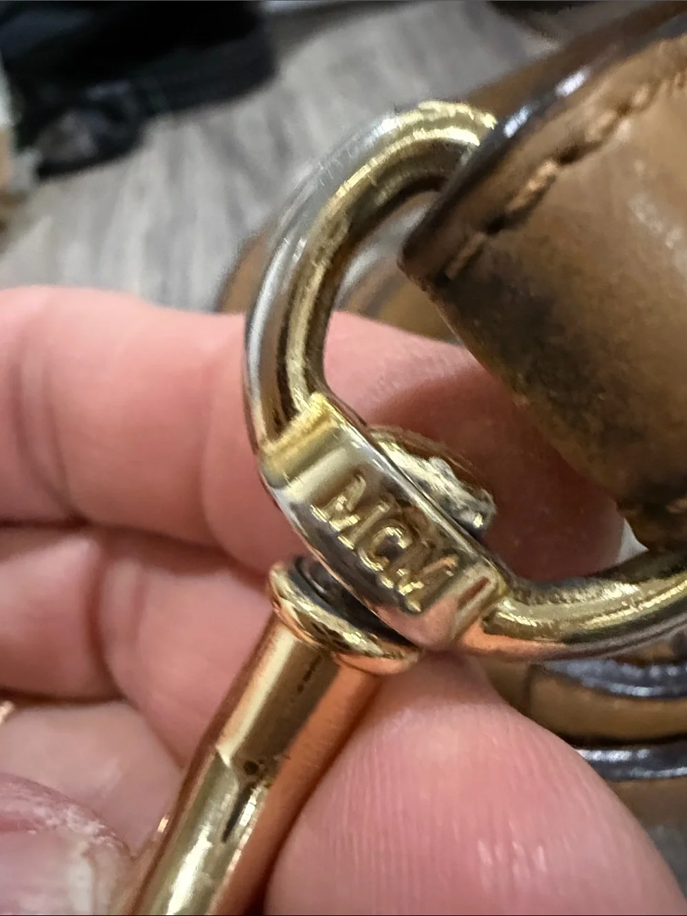 MCM Tan Leather Belt Strap  bag with Gold Hardware